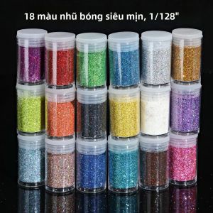 Bột Nhũ Móng Tay Holographic 18 Màu Kích Thước 1/128 Inch Dạng Vảy Lấp Lánh Dùng Cho Trang Trí Móng 126g/đơn Vị