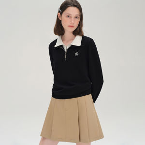 DUSHU | High Waist A-Line Pleated Midi Skirt