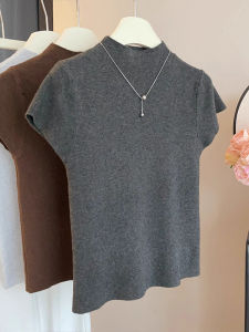 Slim Fit Knitted Sweater Half High Collar Sleeveless Simple Style Summer New Arrival Elegant Thinming Top for Women