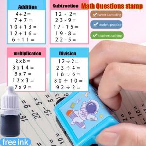 Math Roller Stamp Kids Math Practice Number Rolling Seal Stamp Print Calculation Addition/subtraction Educational Toys