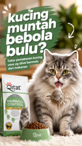 QITAT Premium Dry Cat Food【1.5KG】Turkey & Chicken Flavor | Adult Cat Food | Hairball Control | Odor Control | Skin & Coat Health