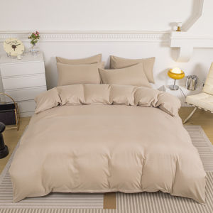 Dansunreve Bộ Ga Trải Giường 4in1 Chất lượng cao bộ đồ giường ngủ khách sạn đồng bằng màu trắng xám hồng màu trơn vỏ gối tấm phẳng