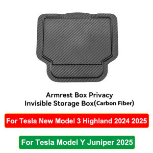 Hộp Đựng Đồ Trung Tâm Điều Khiển Bằng Sợi Carbon Kiểu Dáng Ẩn Dành Cho Tesla Model Y Juniper/Launch Model 3 Highland 2024-2025 Chất Liệu ABS