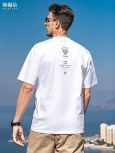 Enjeolon | Cotton American-Style Printed Loose Short Sleeve T-Shirt