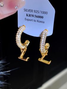 Gold L Letter Full Diamond Circle Earrings Women Luxury Fashion Jewelry Durable Alloy Material Letter Number Word Pattern