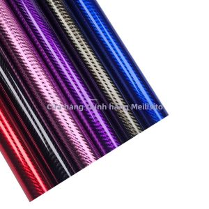 OLLIESTO | High Gloss Electroplated Carbon Fiber Pattern PET6D Car Wrap Black Red Gold