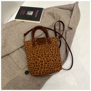 Womens Bag 2024 Fall and Winter New Arrival Vintage Leopard Print Small Square Bag Niche Style Music Scores Bag Shoulder Crossbody Satchel Bucket Bag