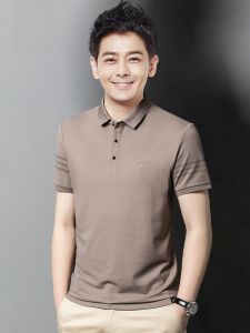 ROMON | Lomond Mens Short Sleeve T-Shirt Summer Thin Loose Business Casual Ice Silk Dad Half Sleeve Polo Shirt Fashion Urban Standard Fit