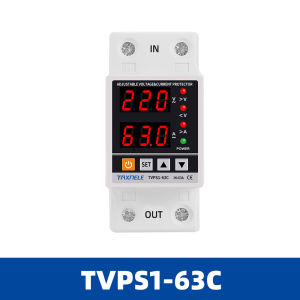 Din Rail Dual Display Adjustable Over Voltage Current and Under Voltage Protective Device Protector Relay 40A 63A 80A 220V 230V Energy Meter