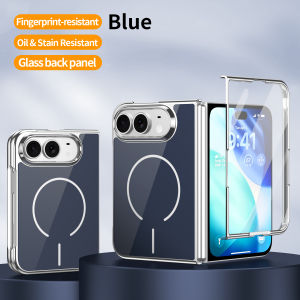 Magnetic for Magsafe Aluminum Glass Phone Case for iPhone Duo 18 Fold Electroplated Bumper Cover with Tempered Protective Film