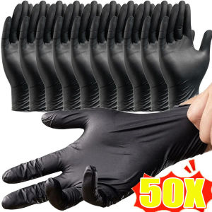 5-50pcs Disposable Black Home Nitrile Gloves / Durable Kitchen Cooking Tools / Tattoo Washing Car Gardening Cleaning Work Gloves