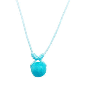 Natural Color Gemstone 8mm Pendant Charms Blue Nylon Rope Necklace Adjustable Length Small Versatile Fashion Jewelry Accessory