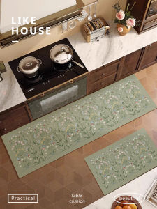 French Country Kitchen Door Mat Waterproof Oil Resistant No Wash Dustproof Sliding Home Utility Carpet Easy to Clean Rug