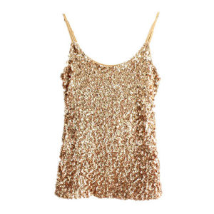 Korean Style Sequin Vest Womens Halter Top Mini Tank Bottoming Shirt Fashionable Commute Pattern Regular Length Slim Fit