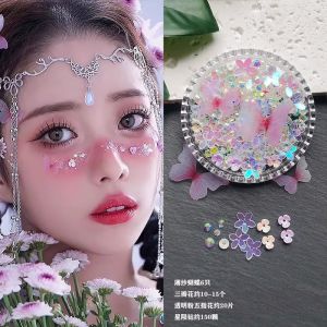 Kids Makeup Eye Shadow Sequin Stickers Face Ornament Stage Makeup Han Dynasty Face Pasters Fairy Eye Makeup Diamond Kindergarten