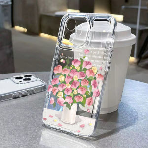 Pink Flower Case For Samsung S26 S25 Ultra S23 S24 Plus S23 S24 FE A37 A57 A36 A56 A54 A55 A17 A14 A15 A33 A34 A35 Clear Cover
