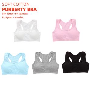 Girls Solid Color Cotton Training Bra for Girls Teens Underwear Girls Tops for 8-14 Years