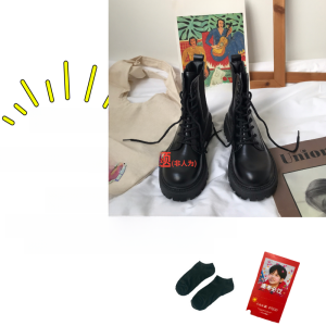 Thin Martin Boots Womens Fashion British Style Thick Bottom Versatile Short Boots Spring Autumn Season round Toe PU Material