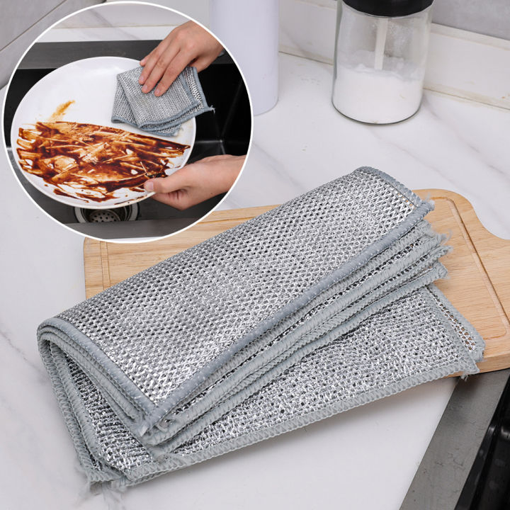 110PCS 20*20CM Wire Dishwashing Cloth Double Layer Nonstick Oil