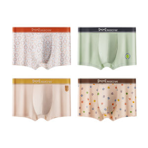 miiow | Pure Cotton Boxer Shorts For Men Youthful Comfortable Skin-friendly Flat Angle Briefs Cartoon Design Innerwear By MiiOW Catman