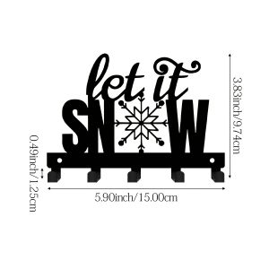 CIFBUY Iron Wall Art Let It Snow Key Hook Decor Hat Storage Organizer Minimalist Rustic Accent Interior