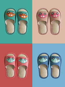Cartoon kids boys and girls baby linen open toe indoor and outdoor home PVC slippers