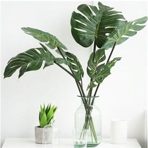 12pcs Tropical Artificial Leaves Plastic Silk Fake Palm Leaves Wedding Home Decoration Ready Stock