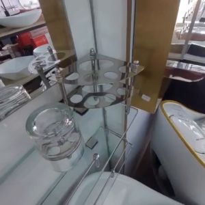 Kệ kiếng kệ ly phòng tắm đa năng PK030 - Có 2 kiểu vuông và chữ nhật - Kính dày 10mm khung inox 304 chống hoen rỉ