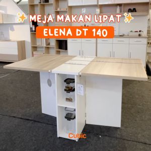 Cubic Meja Makan Minimalis / Dining Table / ELENA DT 140 Meja 4 Kursi Hitam Meja Dapat Diperluas Portabel - Lazada