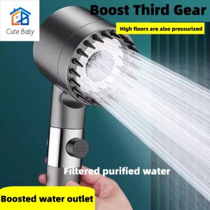 【SG seller LOCAL STOCK】SG STOCK Kit 4 In 1 Massage Shower Head 3 Mode High Pressure Water Saving Showerhead with Filter Cotton Core Bathroom
