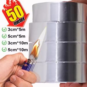 50m Aluminum Foil Tape Universal Self-Adhesive Waterproof Greaseproof Tape High-Temperature Repair Sticker Kitchen Gas Stove Sticker