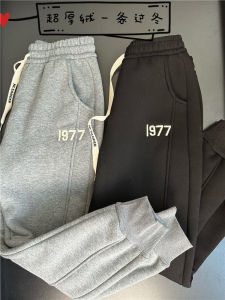 Lamb Velvet Fleece Lined Casual Sports Pants Womens Thick Warm Winter Outerwear Slimming Cotton Trousers Harajuku Style