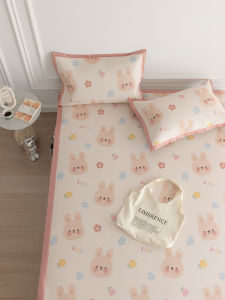 Cartoon Ice Silk Cooling Mat Three-Piece Set Foldable Summer Bed Canopy Style Double Size Soft Mat Air Conditioner Compatible