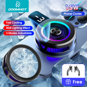 DoomHot  15W Phone Cooler 2 In 1 Phone Cooler Mobile Phone iPad Gaming Fast Cooling Heat Dissipation Live Streaming Mobile Game Phone Heat Sink Mobile Phone Cooler RGB Lighting Radiator Low Noise