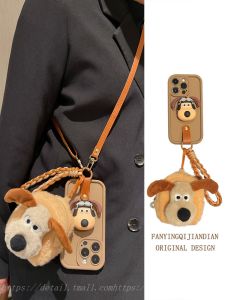 Autumn and Winter Plush Palm Dog Backpack Carrying Strap for Apple 15promax Phone Case Iphone14promax Crossbody 13 Lanyard 14 Lanyard 12 Strap 11 Wrist Strap Xs Female 13promax