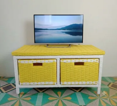 Rak Rotan 2 Laci datar Minimalis High Quality Limited Edition Serbaguna