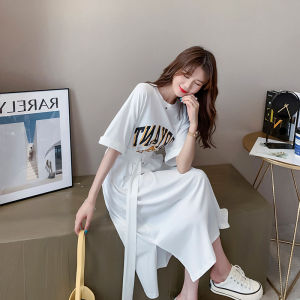 Elegant T-Shirt Dress Slimming Waist Student Style Goddess Elegant Summer Long Skirt Korean Version Rose Brand New 2025