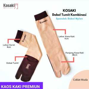 Kaos Kaki Muslimah Jempol Panjang Kaos Kaki Premium Dobel Tumit Dobel Nylon KOSAKI KOMBINASI-L Coklat Muda