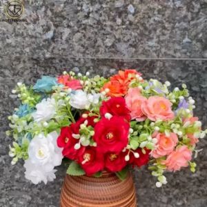 Cành Hoa Hồng Pháp Tỉ Muội 35cm Gồm 7 Nhánh Bông Trang Trí Để Bàn Mua 4 Cành Tặng 1 Bình Hoa Nhựa