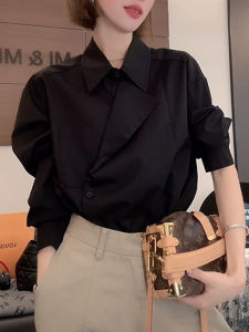 Shalldoer | Early Autumn French Design Long Sleeve Shirt Womens Fashion Versatile Slant Button High Quality Top Casual Style Other Material