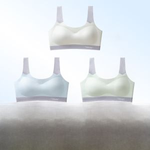 miiow | MiiOW Teenage Girl Sports Bra Shock Absorption Student Underwear Nylon Fabric Fixed Strap Vest Style Full Cup No Steel Ring