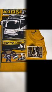 Kaos baju Anak Buss Basuri  buss mania KIDS PANDA YELOW SABLON DEPAN BELAKANG  laki laki / perempuan 1-12 TAHUN-GRATIS STICKER