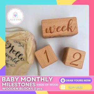 JIGLIE SHOP WOODEN BLOCKS MILESTONES BABY DIY PHOTOSHOOT