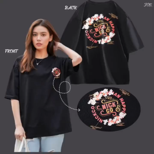 YDT006-NICK-CO Floral Design Letter Print T-shirt Men Summer 2025 New 100% Cotton Short sleeves Street Tee Loose Casual Top Male clothing (M-3XL)