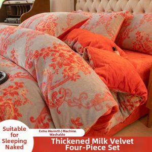 Thermal Milk Velvet Three-Piece Bedding Set