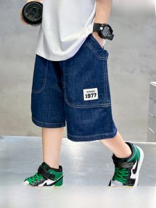 Cool Trendy Kids Boys Summer Jeans Shorts Five Parts Casual Loose Pants Childrens Wear Breathable Comfortable Non-Fleece Korean Style