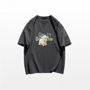 เสื้อยืดผู้หญิงแขนสั้นขนาดใหญ่สไตล์อเมริกันย้อนยุคผ้าฝ้ายรสฮ่องกงพิมพ์เสื้อผ้าทํางานคอกลมแขนสั้นสําหรับฤดูร้อน