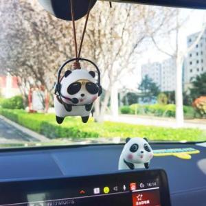 BC Car Interior Decoration Creative Anime Panda Pendant Ornament Swinging Doll Auto Rearview Mirror Pendant Car Accessories Gift