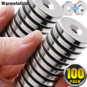10/100Pcs Strong Neodymium Magnetic with Hole Mini Round Magnet for Fridge Whiteboard Photo Fixed DIY Home Office Storage Supply