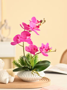 Lifelike PU Butterfly Orchid Artificial Flowers Living Room Decorative Potted Plants TV Cabinet Decoration Fake Flowers